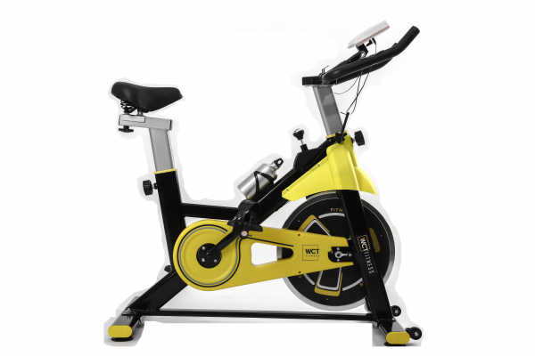 Bicicleta Spinning Roda de Inércia de 8kg Preto Amarelo WCT Fitness