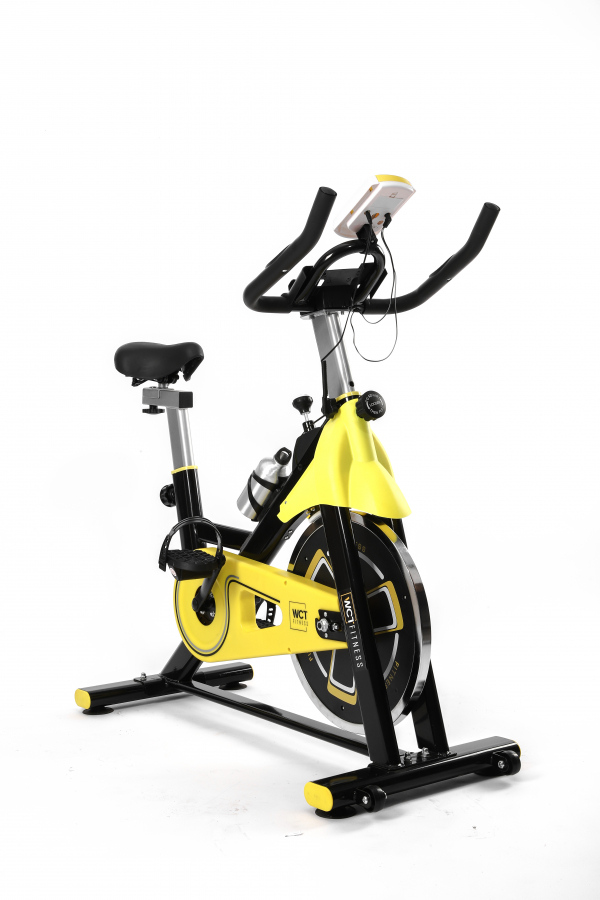 Bicicleta Spinning Roda de Inércia de 8kg Preto Amarelo WCT Fitness - Imagem 2