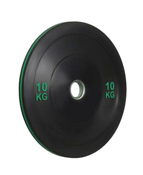 Anilha olímpica de ferro fundido Bumper Plate com anel verde 10kg 10100510