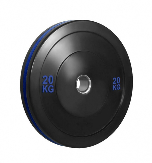 Anilha olímpica de ferro fundido Bumper Plate com anel azul 20kg 10100520