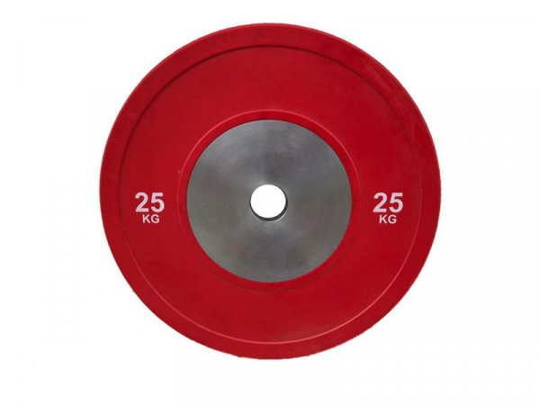 Anilha olímpica de poliuretano Bumper Plate vermelha 25kg 10100425