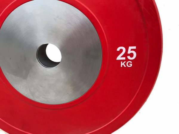 Anilha olímpica de poliuretano Bumper Plate vermelha 25kg 10100425 - Imagem 2