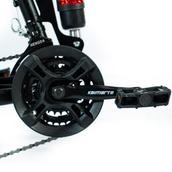 Bicicleta Aro 20 Bike 21 Vel Marchas CityFold Freio a Disco Quadro Aço Carbono Cor Preto Vermelho - WCT FITNESS - Imagem 4
