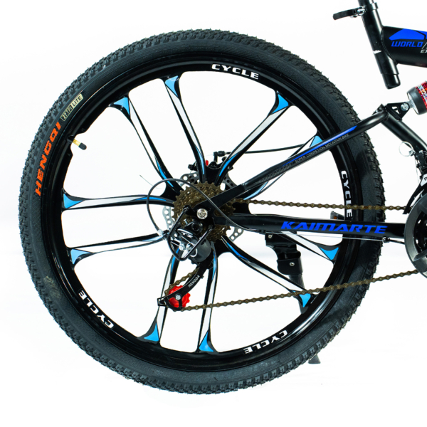 Bicicleta Aro 26 Freio Disco Bike Dobrável Azul Preto EasyFold 21 Marchas Roda Magnésio WCT Fitness - Imagem 4