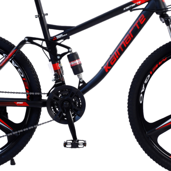 Bicicleta Aro 26 Terra Viva 21 Marchas Aço Carbono Bike Roda Liga Magnésio Preta Vermelha WCT Fitness - Imagem 4