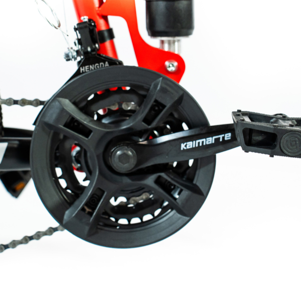 Bicicleta Aro 20 Bike 21 Vel Marchas CityFold Freio a Disco Quadro Aço Carbono Cor Vermelho Preto - WCT FITNESS - Imagem 5