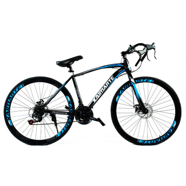 Bicicleta Speed Sprint Aro 700 Bike 21 Vel Marchas Freio a Disco Quadro Aço Carbono Leve Resistente Cor Preto/Azul - WCT FITNESS