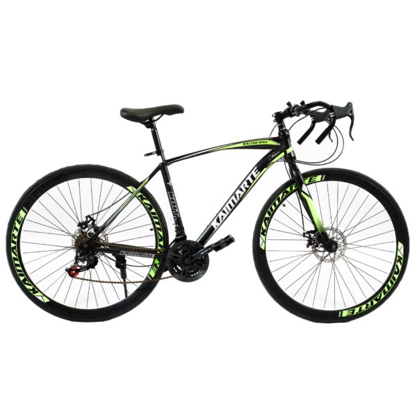 Bicicleta Speed Sprint Aro 700 Bike 21 Vel Marchas Freio a Disco Quadro Aço Carbono Leve Resistente Cor Preto/Verde - WCT FITNESS