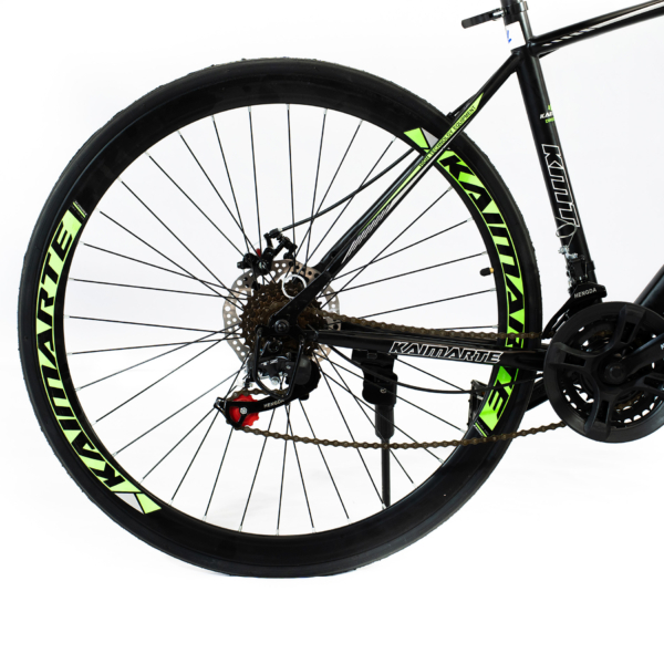Bicicleta Speed Sprint Aro 700 Bike 21 Vel Marchas Freio a Disco Quadro Aço Carbono Leve Resistente Cor Preto/Verde - WCT FITNESS - Imagem 3