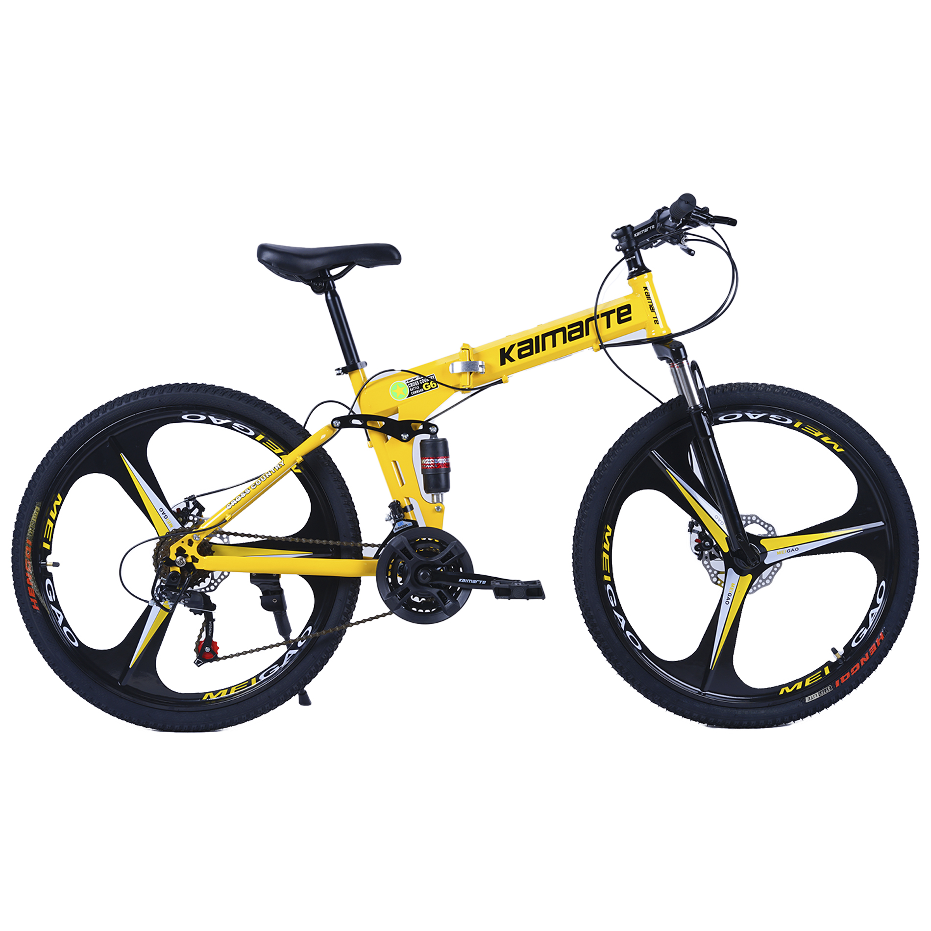 Bicicleta Aro 26 Bike Dobrável Aço Carbono Freio a Disco 21V  CityFlow Amarelo WCT FITNESS