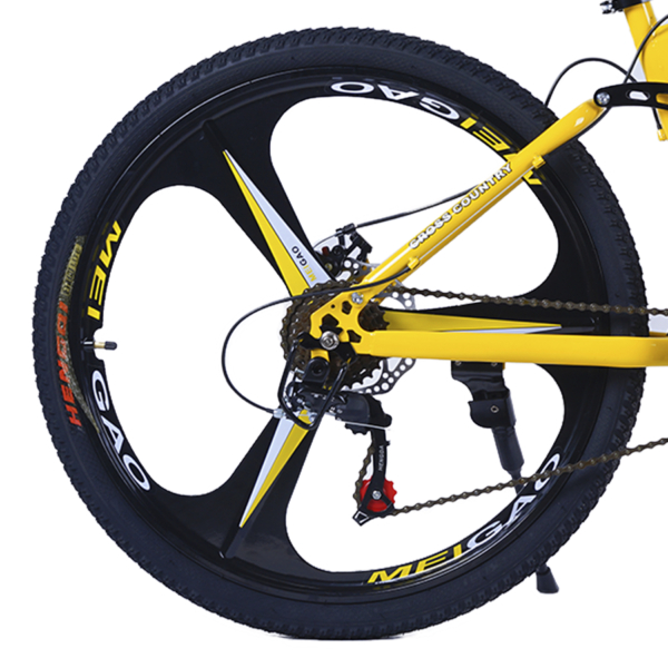 Bicicleta Aro 26 Bike Dobrável Aço Carbono Freio a Disco 21V  CityFlow Amarelo WCT FITNESS - Imagem 3
