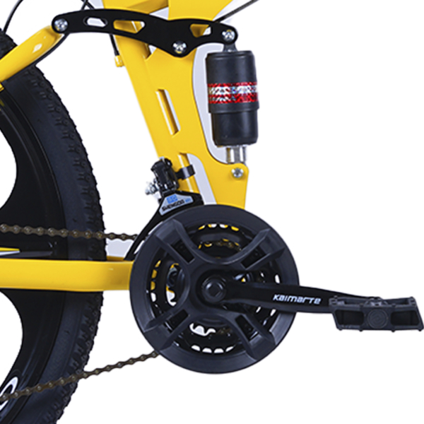 Bicicleta Aro 26 Bike Dobrável Aço Carbono Freio a Disco 21V  CityFlow Amarelo WCT FITNESS - Imagem 6