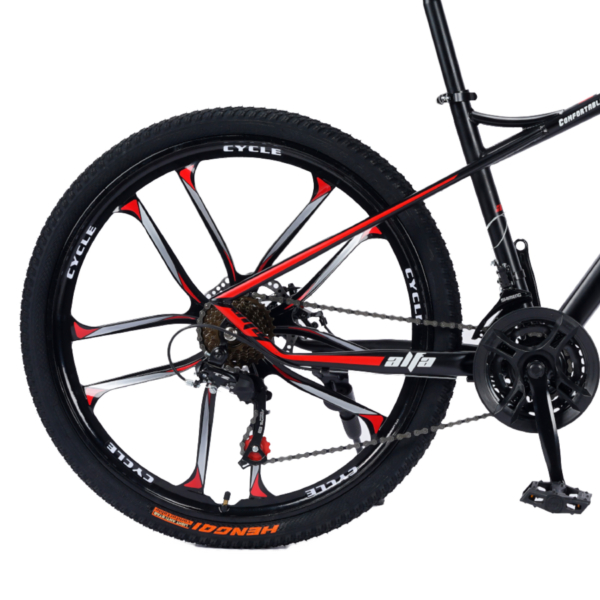Bicicleta Aro 26 Bike 21 Vel Marchas Freio a Disco Quadro Aço Carbono Cor Preto Vermelho WCT FITNESS - Imagem 3