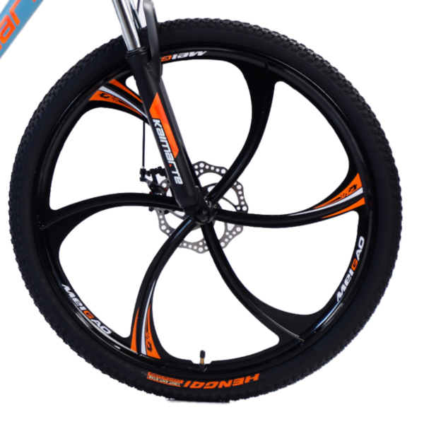 Bicicleta Aro 26 Bike Roda Magnésio Terra Viva 21 Marchas Aço Carbono Azul Laranja WCT Fitness - Imagem 2