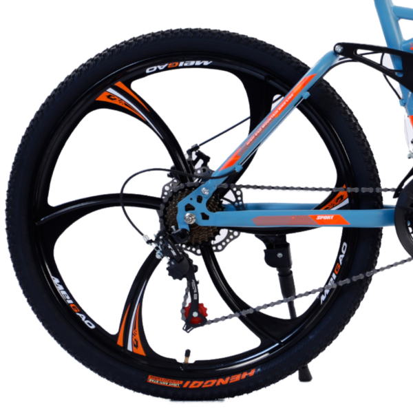 Bicicleta Aro 26 Bike Roda Magnésio Terra Viva 21 Marchas Aço Carbono Azul Laranja WCT Fitness - Imagem 3