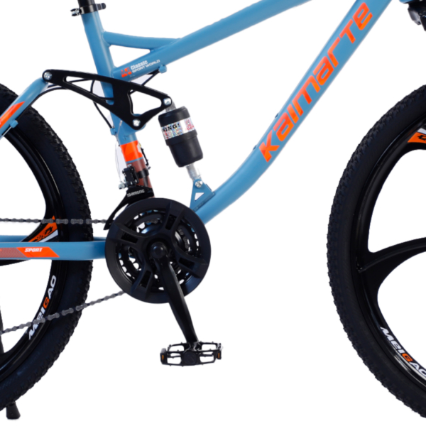 Bicicleta Aro 26 Bike Roda Magnésio Terra Viva 21 Marchas Aço Carbono Azul Laranja WCT Fitness - Imagem 4