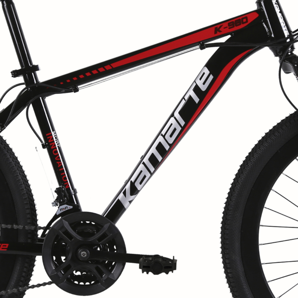 Bicicleta Aro 26 Bike 21V Aço Carbono Freio a Disco Summit Preto Vermelho WCT FITNESS - Imagem 4